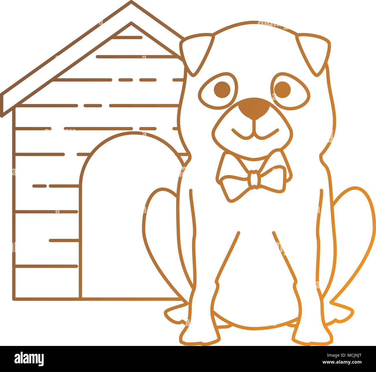 cute dog breed with wooden house character vector illustration design ...