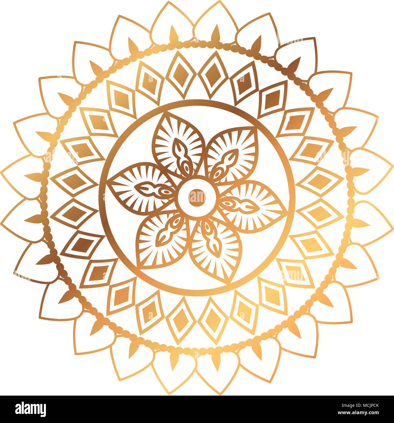 Golden And Circular Mandala Vector Illustration Design Stock