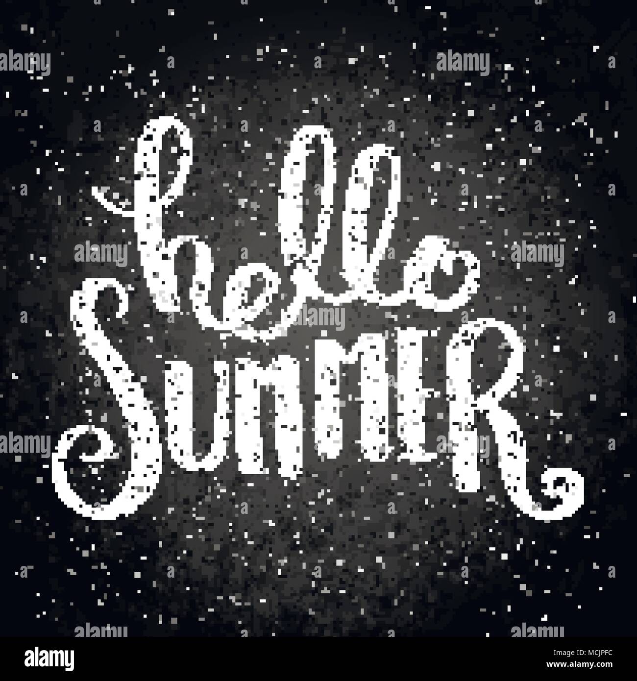 Hello Summer. Handwritten calligraphy quote card or poster. Hand drawn ...