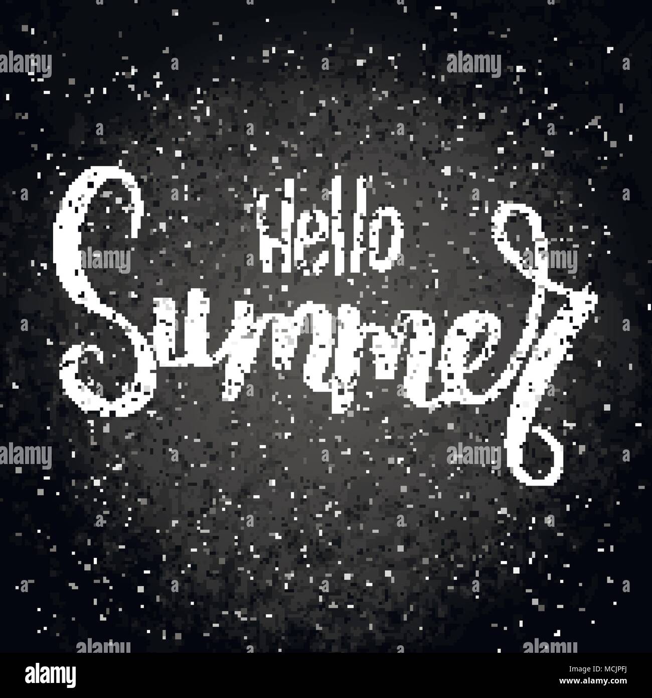 Hello Summer. Handwritten calligraphy quote card or poster. Hand drawn ...