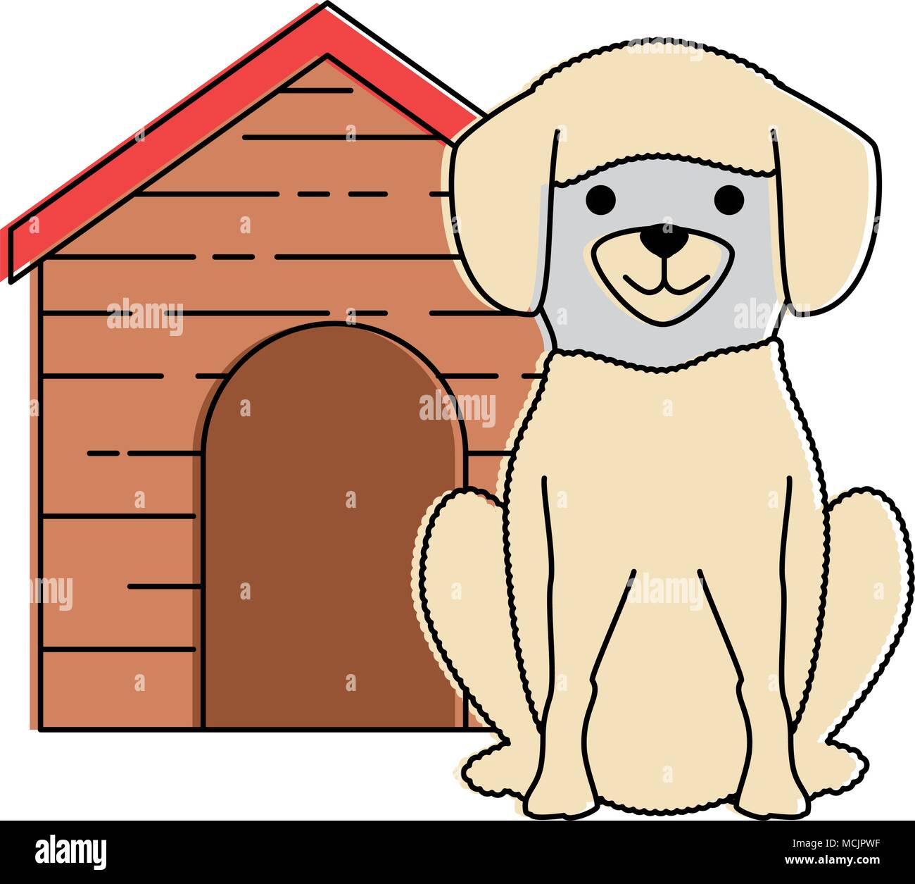 cute dog breed with wooden house character Stock Vector Image & Art - Alamy