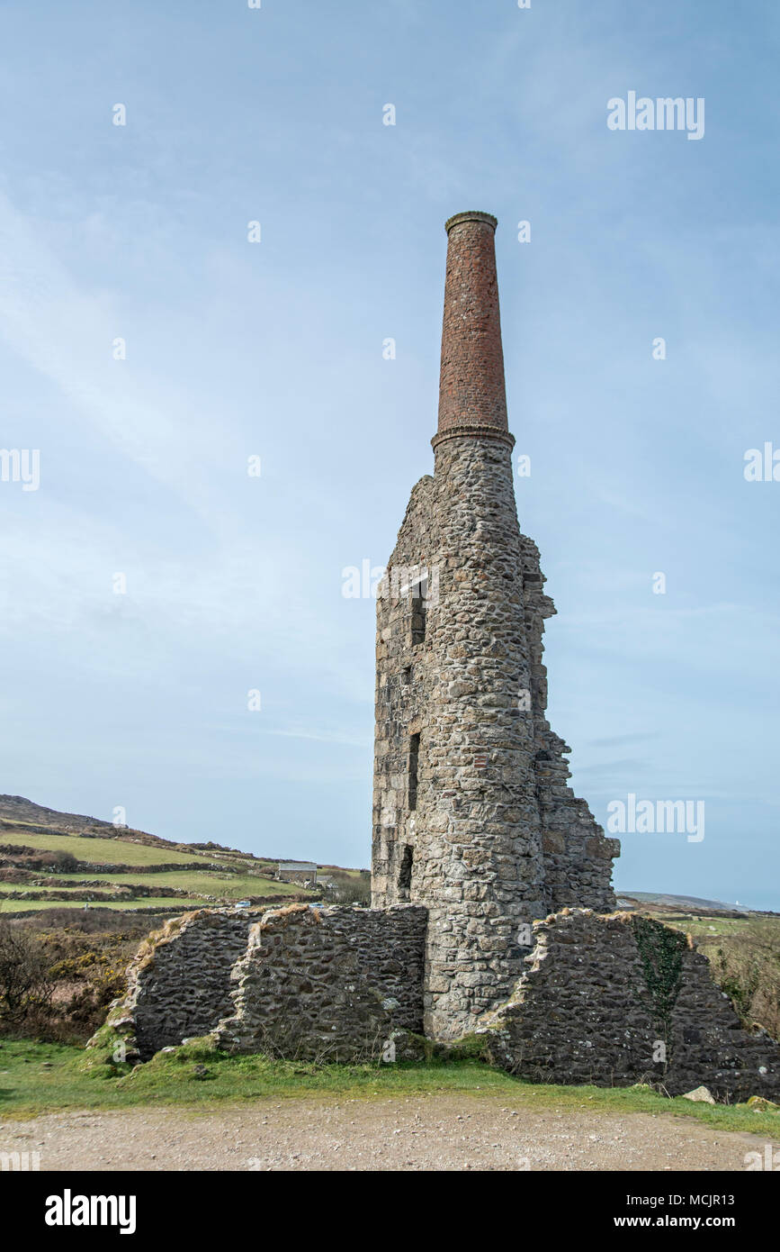 Carn Galver Tin Mine, Cornwall, UK. Remains of buildings. Stock Photo