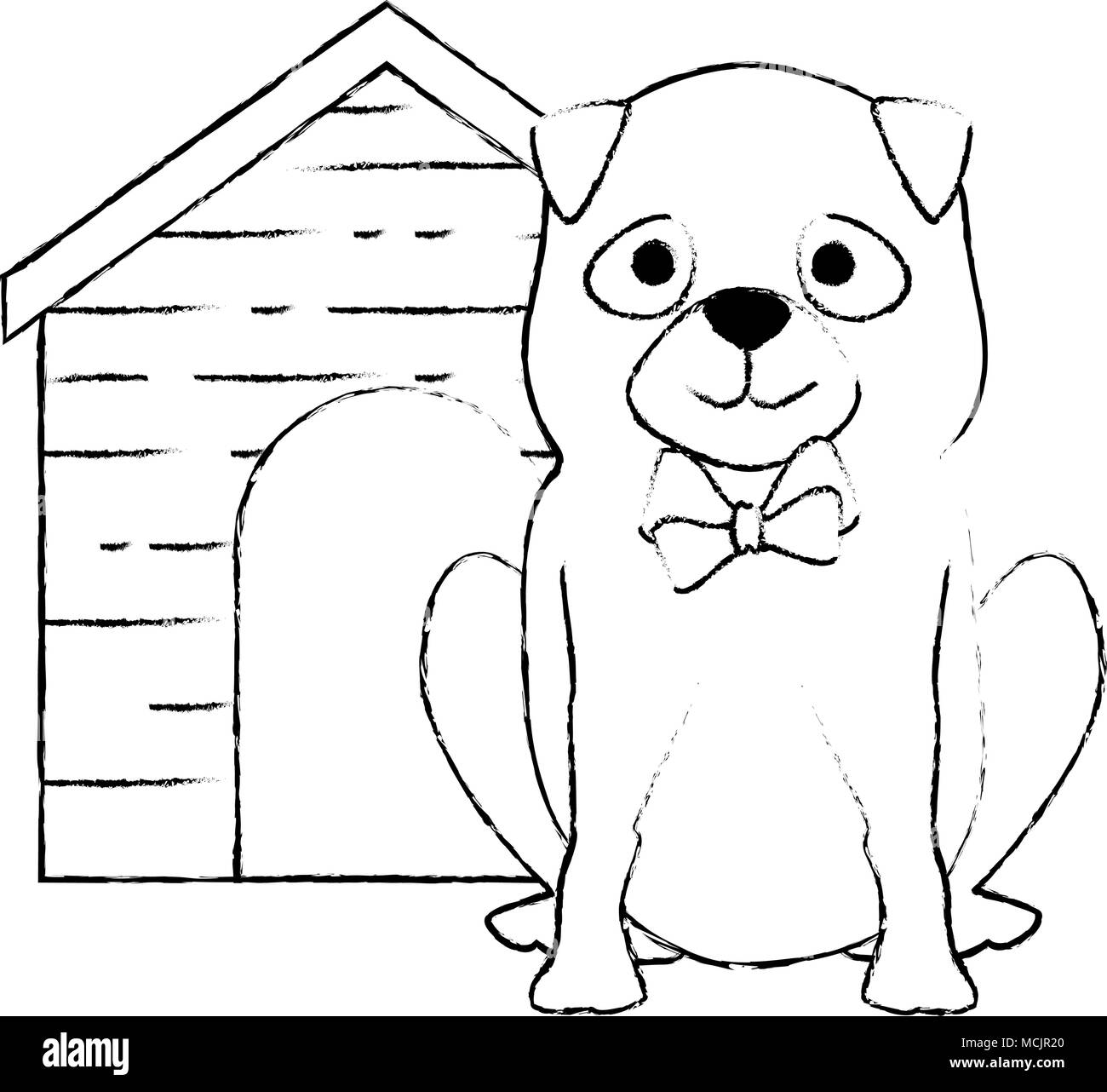 cute dog breed with wooden house character Stock Vector Image & Art - Alamy