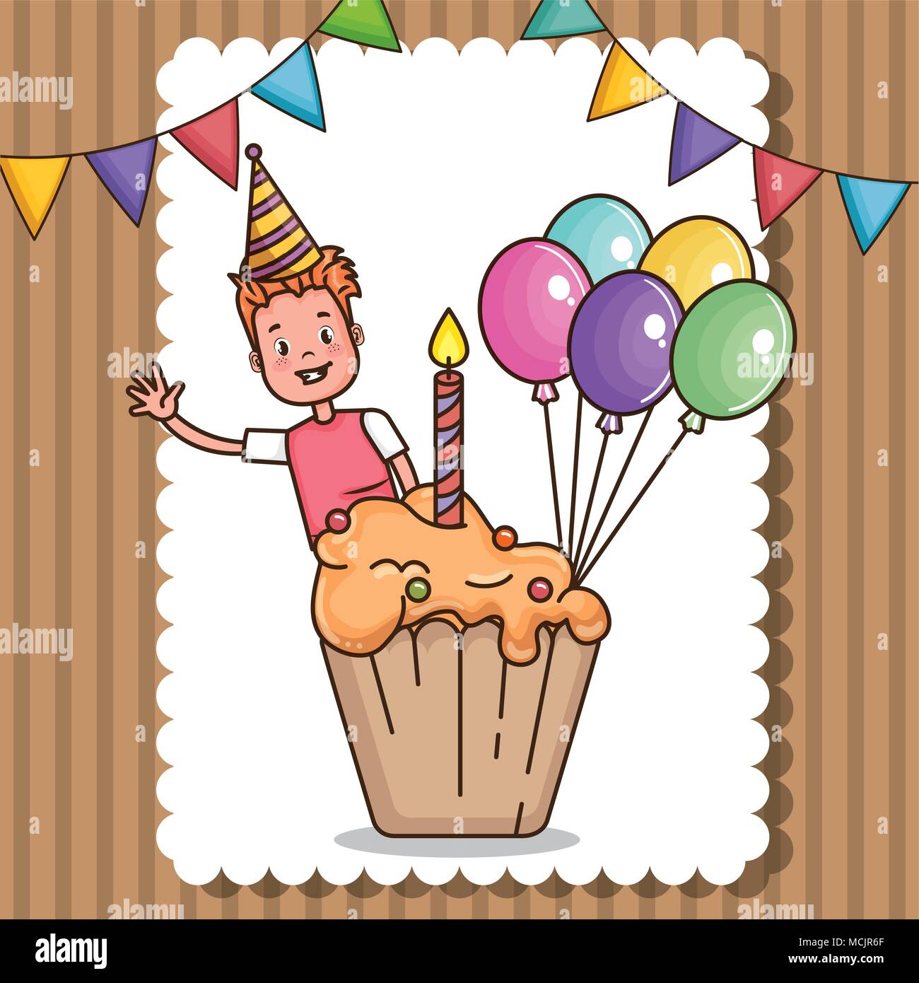 happy birthday card with little boy Stock Vector Image &amp; Art - Alamy
