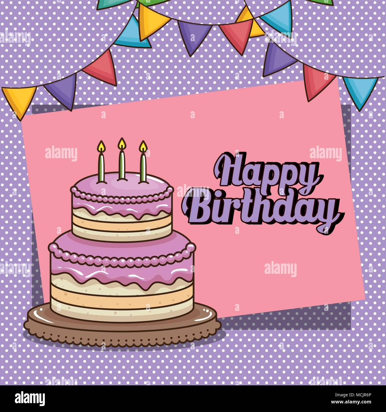happy birthday card with sweet cake Stock Vector Image & Art - Alamy