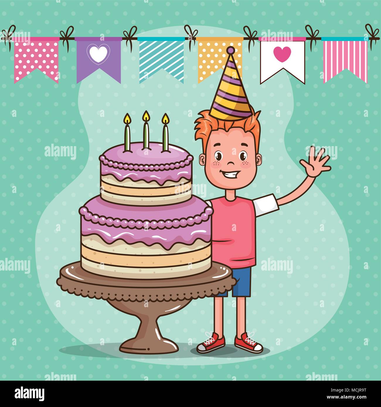 Happy Birthday Card With Little Boy Stock Vector Art