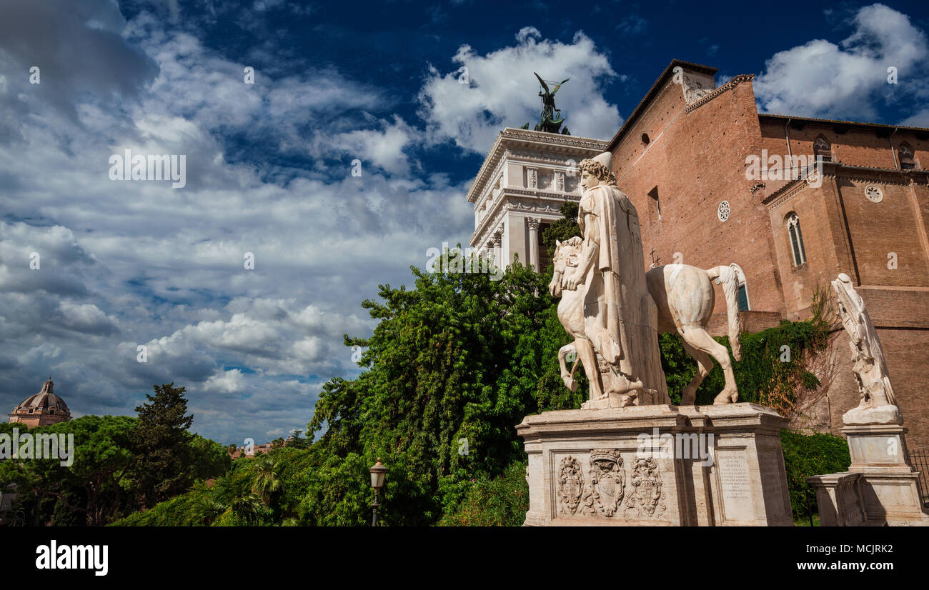 Capitoline Hill monuments with Dioscurus ancient roman statues Ara ...