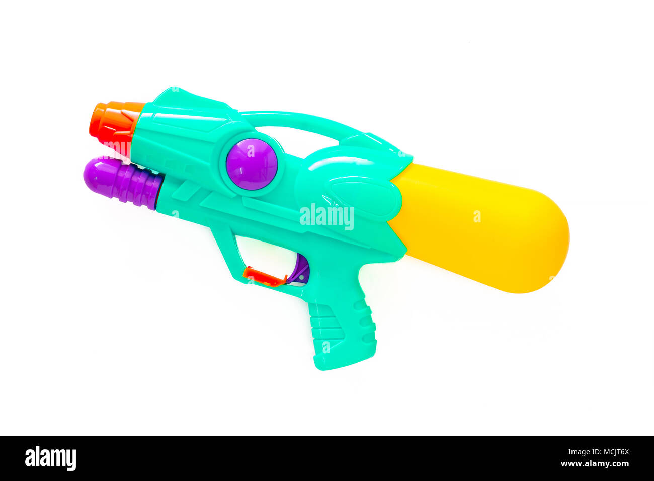 Plastic water gun isolated on white background Stock Photo - Alamy