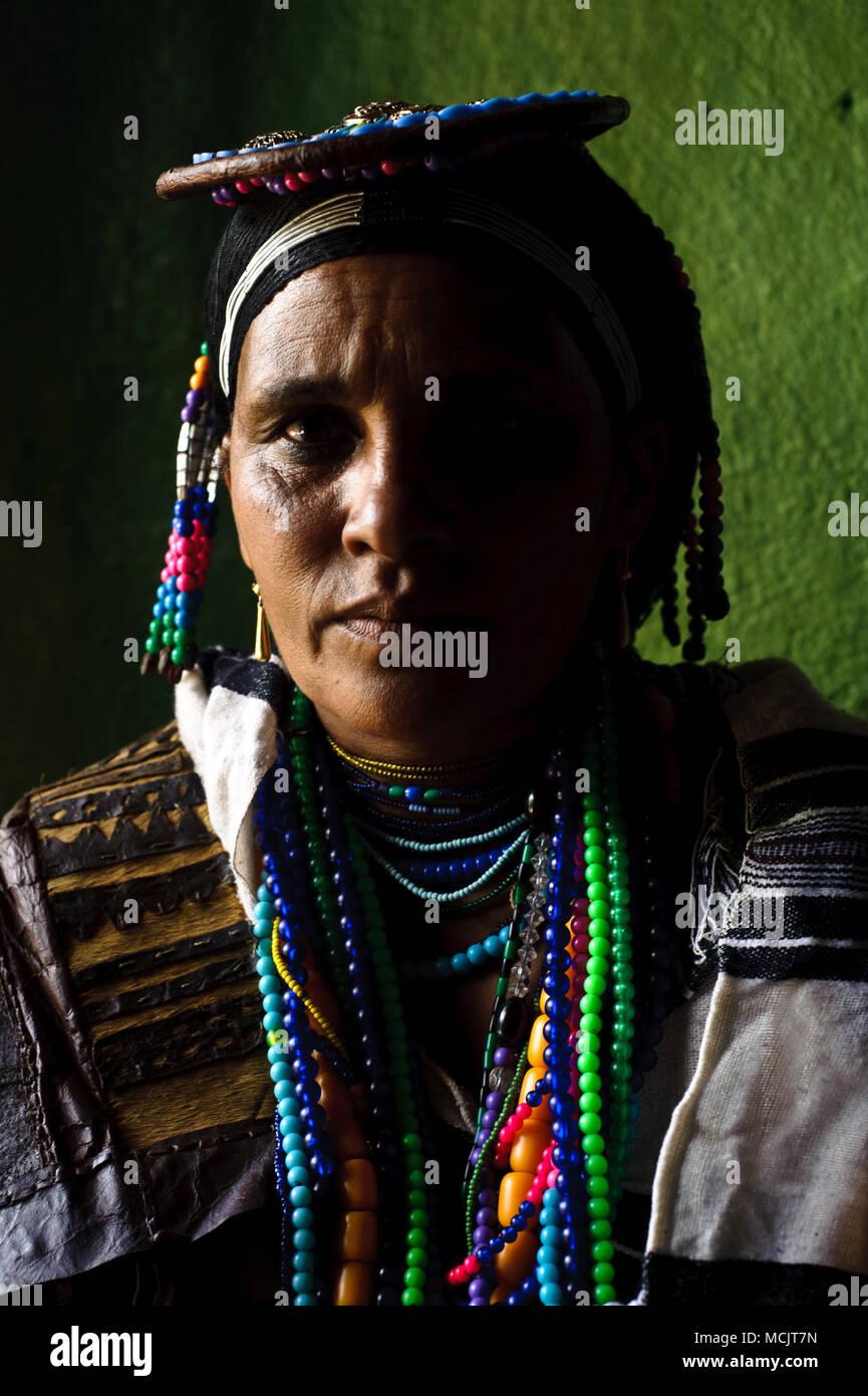Guji woman in traditional dress ( Ethiopia). The Gujis are an Oromo subgroup. Stock Photo