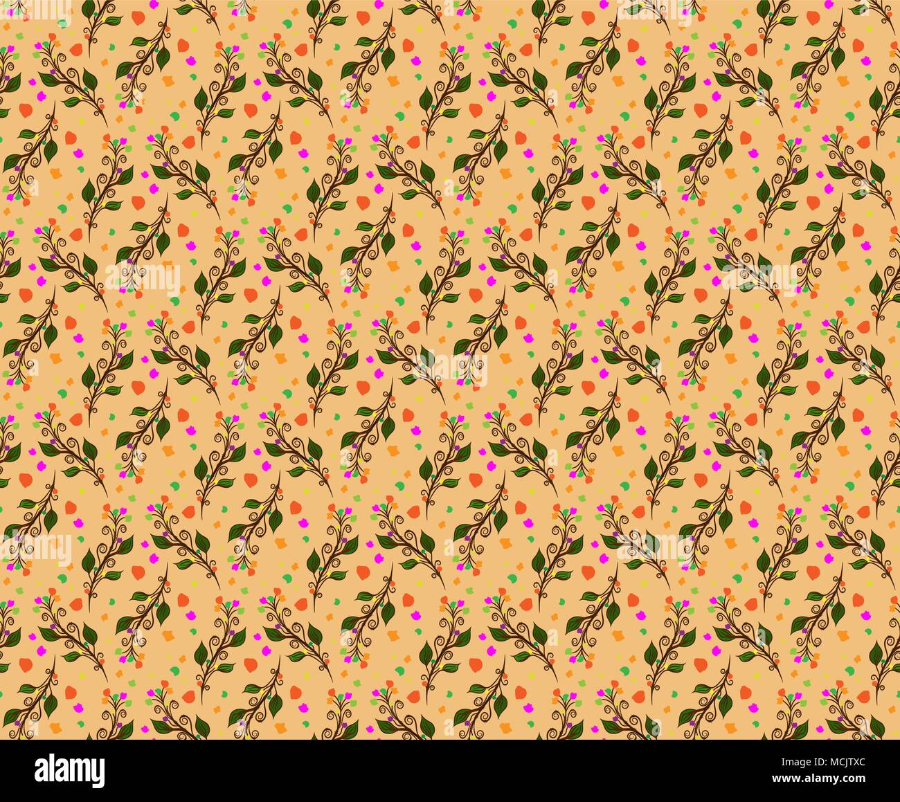 Seamless repeating pattern of wildflowers Stock Vector