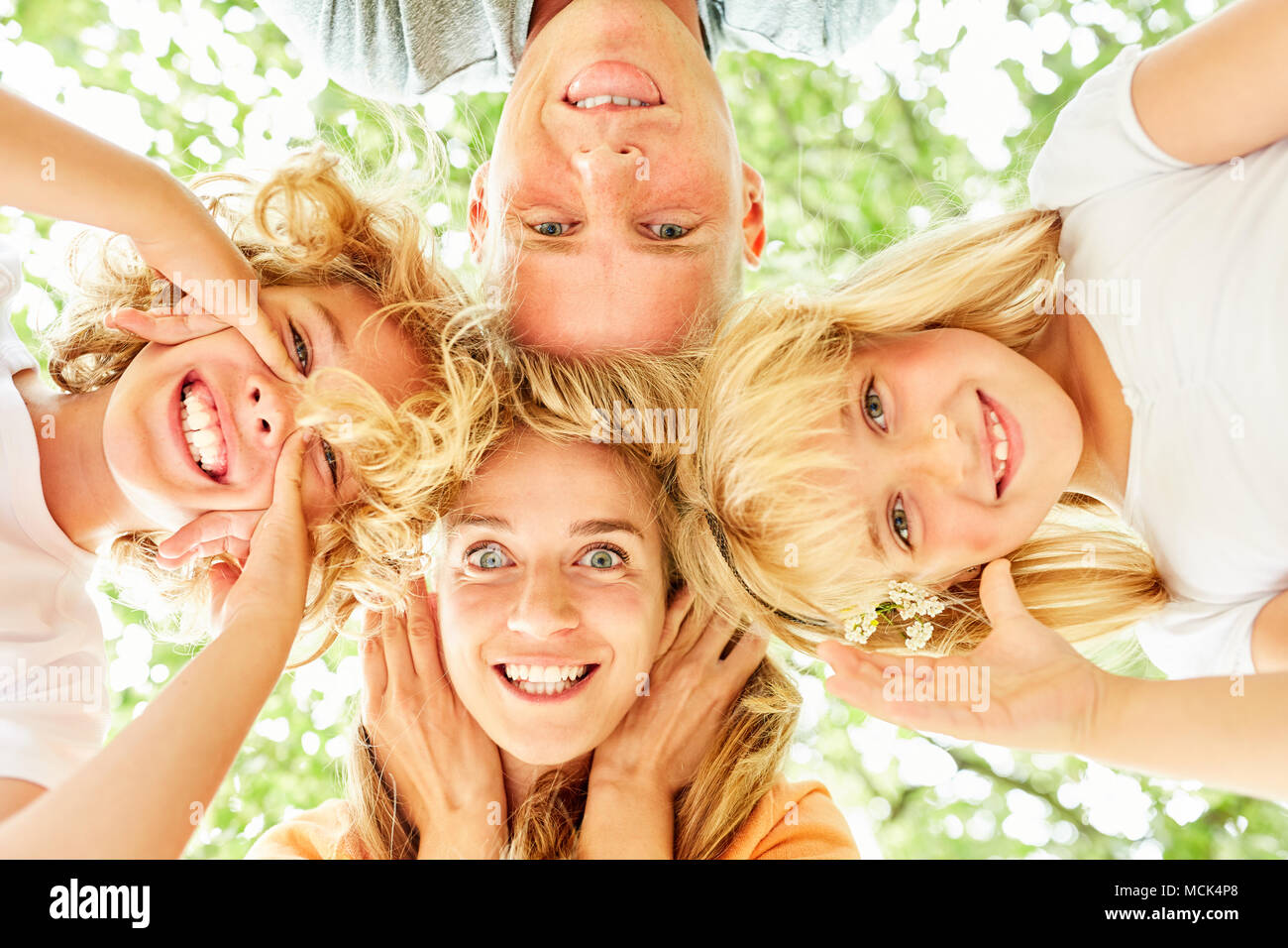 Family and children make nonsense and make funny faces Stock Photo