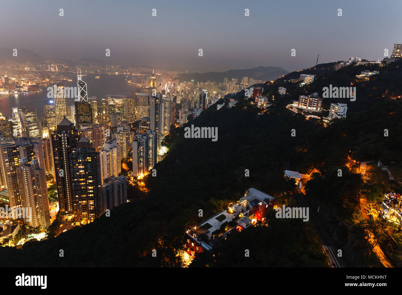 Hong Kong city skyline at Night from Victoria Peak Stock Photo - Alamy