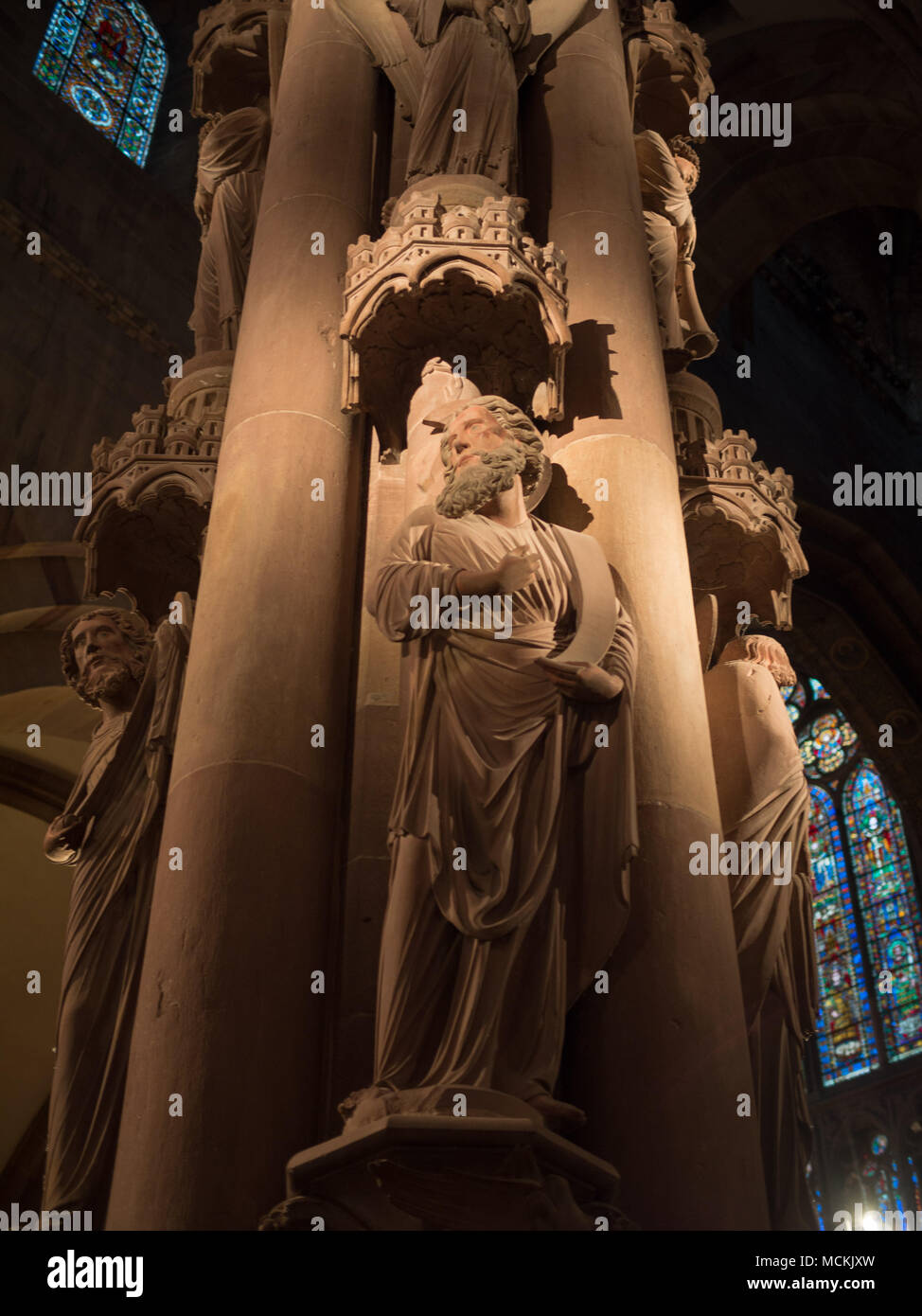 The Pilar of Angels, Strasbourg Cathedral Stock Photo