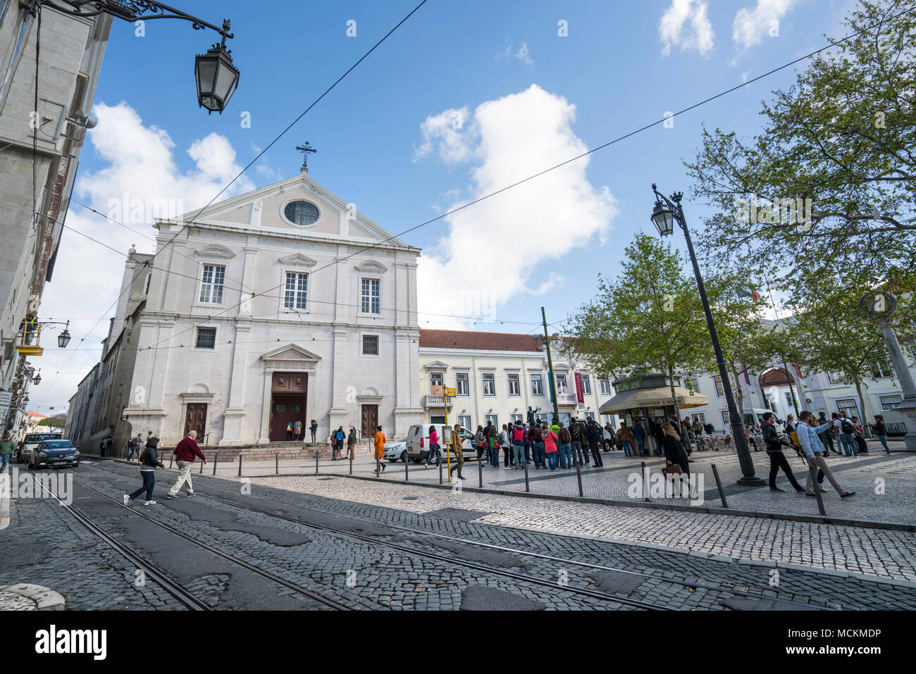 Sao Roque church in  Largo Trinidade Coeiho in Lisbon, Portugal Stock Photo