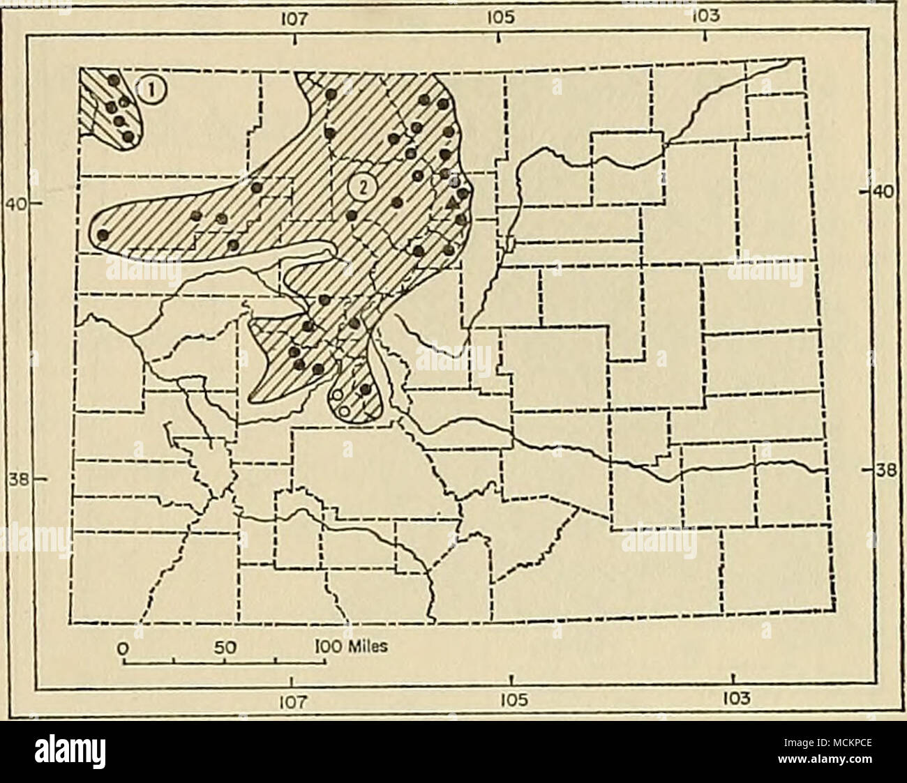 . Fig. 39. Distribution of two species of chip- munks in Colorado. 1 ...