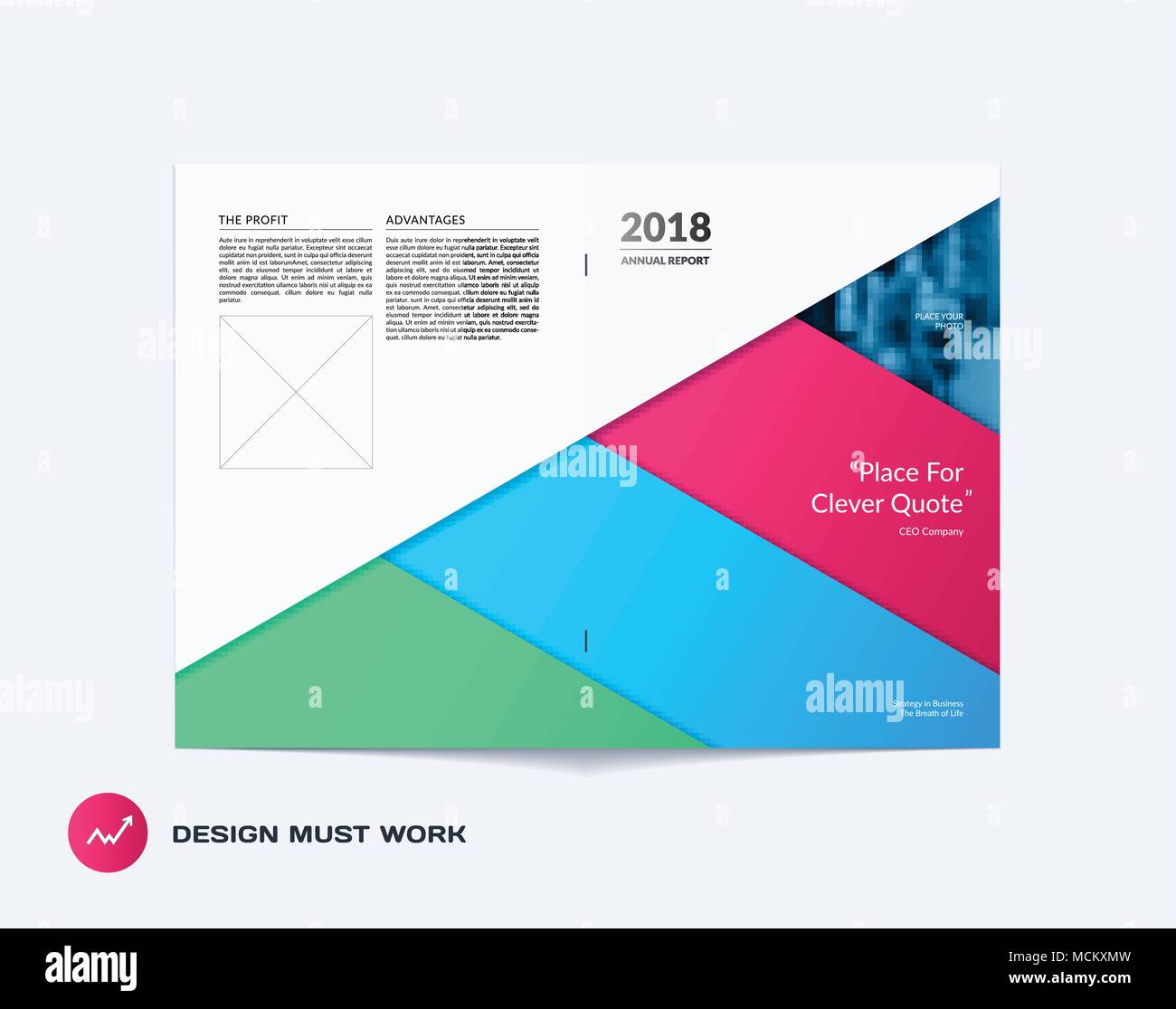 Abstract colourful brochure in material design paper cut style, modern