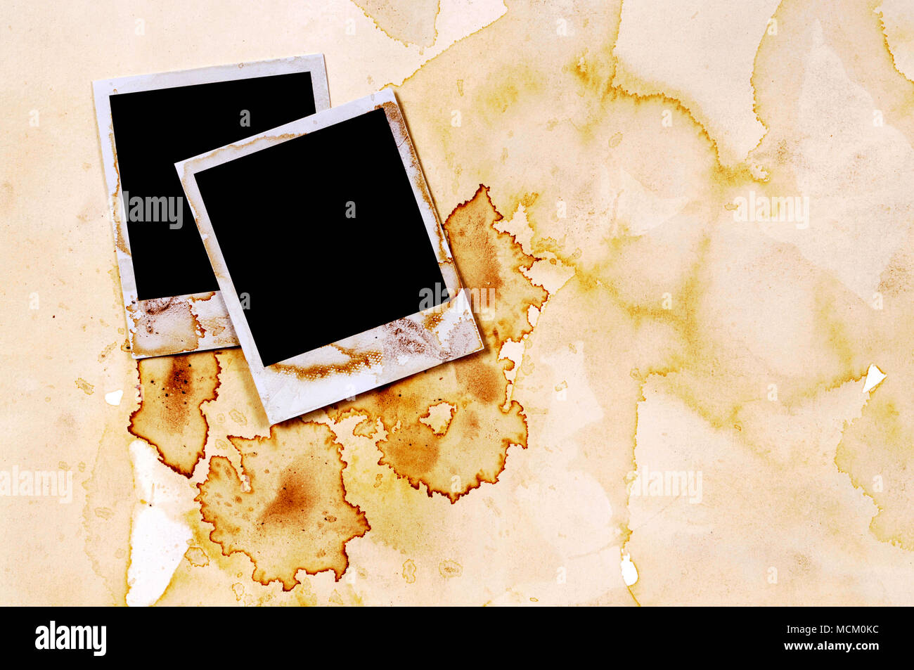 Old vintage stained polaroid style 