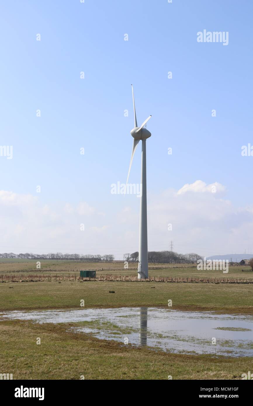 Wind turbines in rural setting Stock Photo