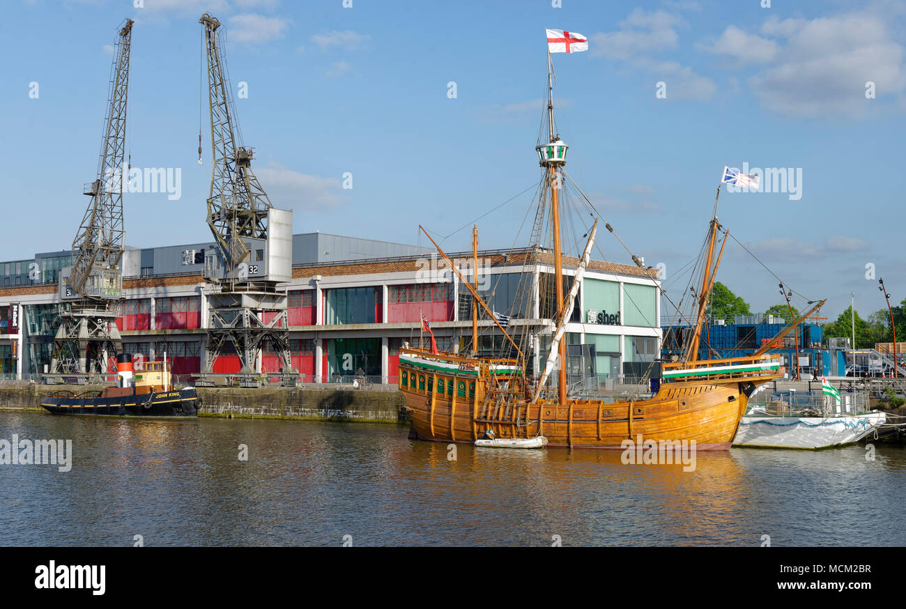 Replica of  John Cabot's ship Matthew, M Shed, Bristol Docks Stock Photo