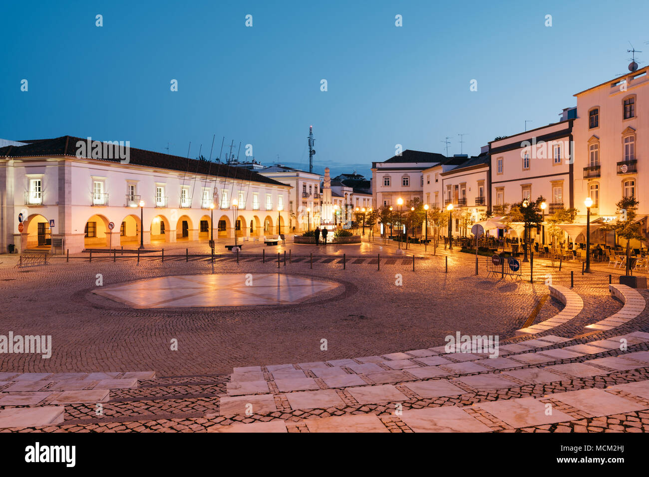 Tavira Portugal April 10 The Old Town Of Tavira At Night In Algarve Portugal Stock Photo Alamy
