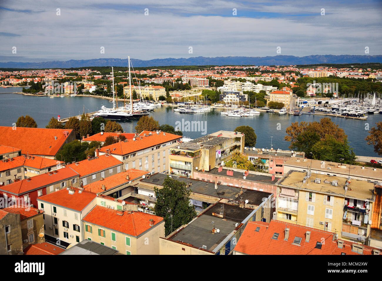 Aerial view of Zadar - famous historic Croatian city. Stock Photo