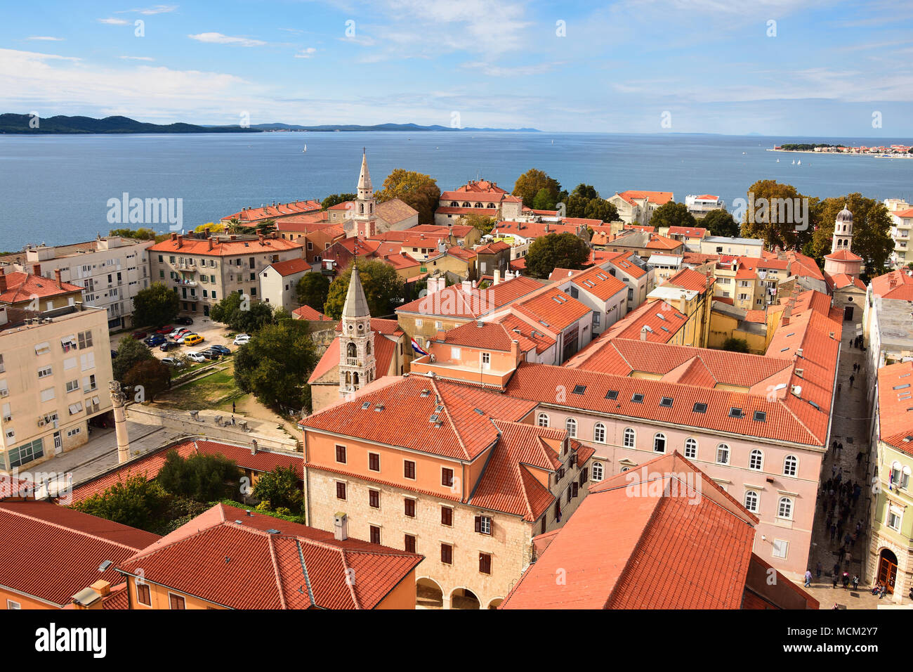 Aerial view of Zadar - famous historic Croatian city. Stock Photo