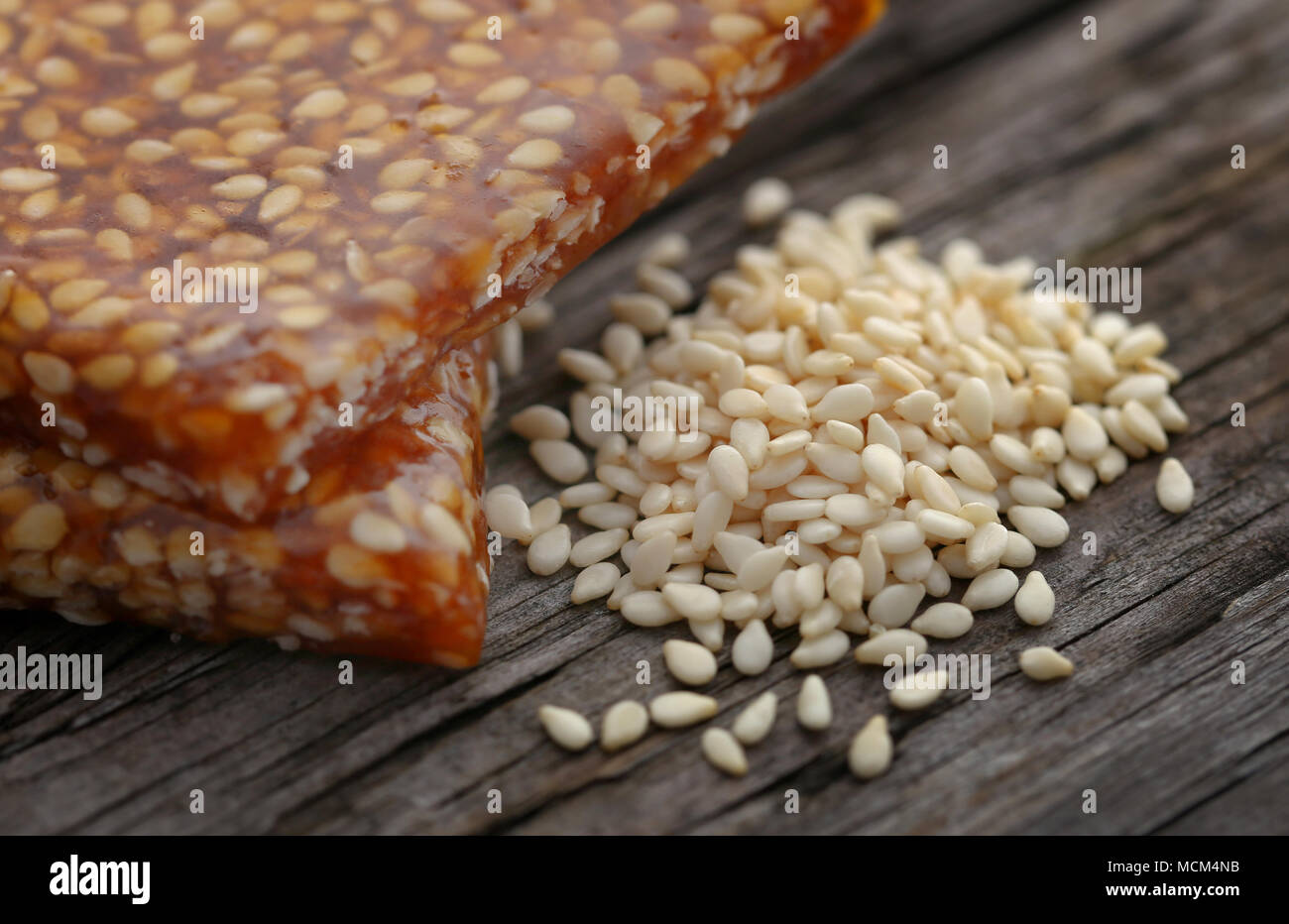Sesame caramel candy very popular in Indian subcontinent Stock Photo