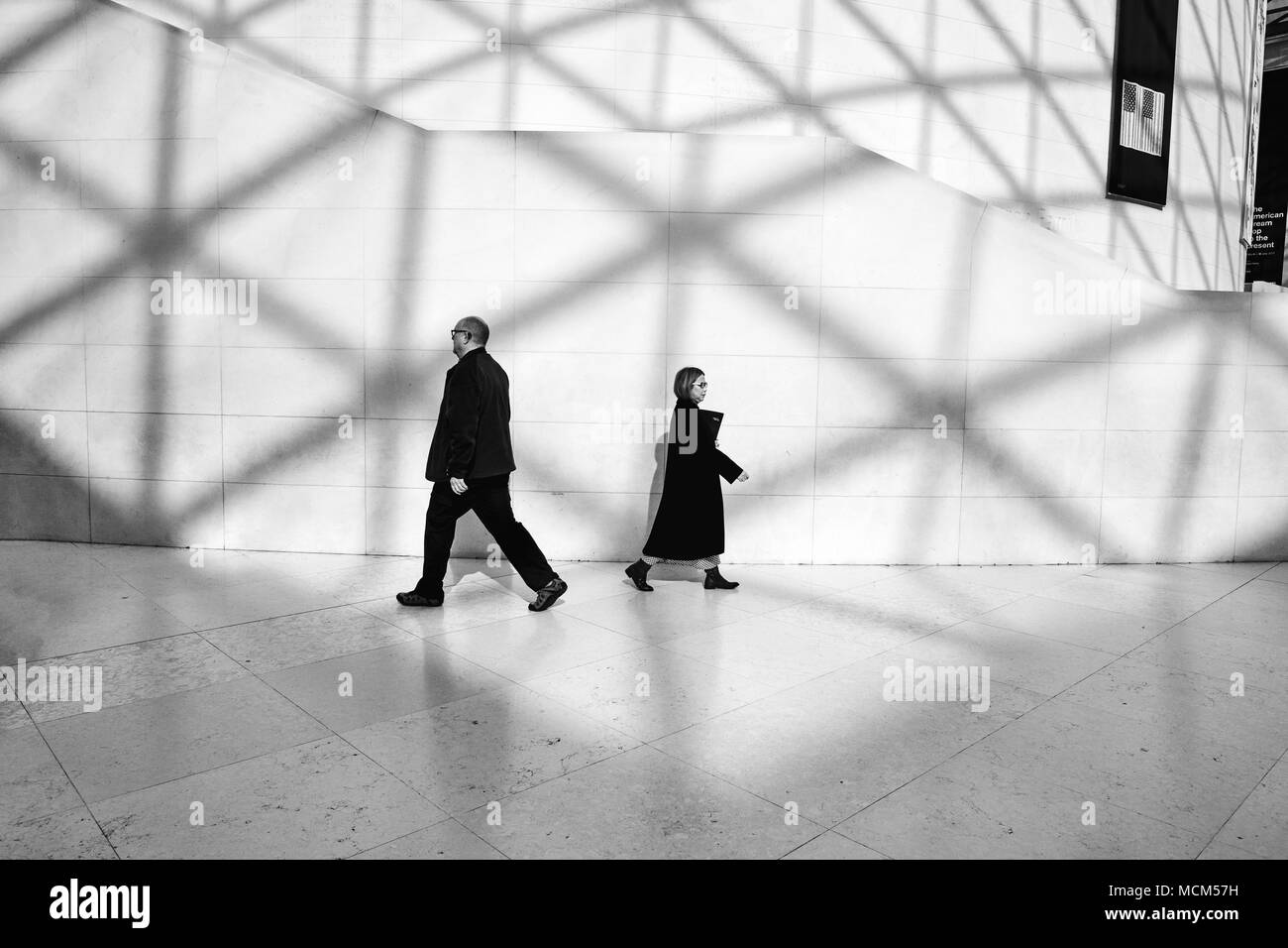 Visitors inside the British Museum in London England. Stock Photo