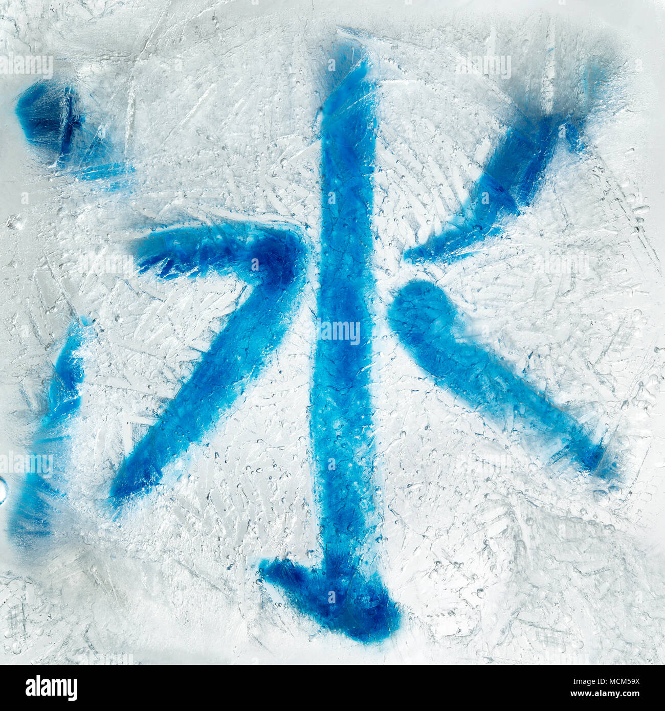 painted Chinese calligraphic symbol bing - ice, seen through a layer of ice  Stock Photo - Alamy