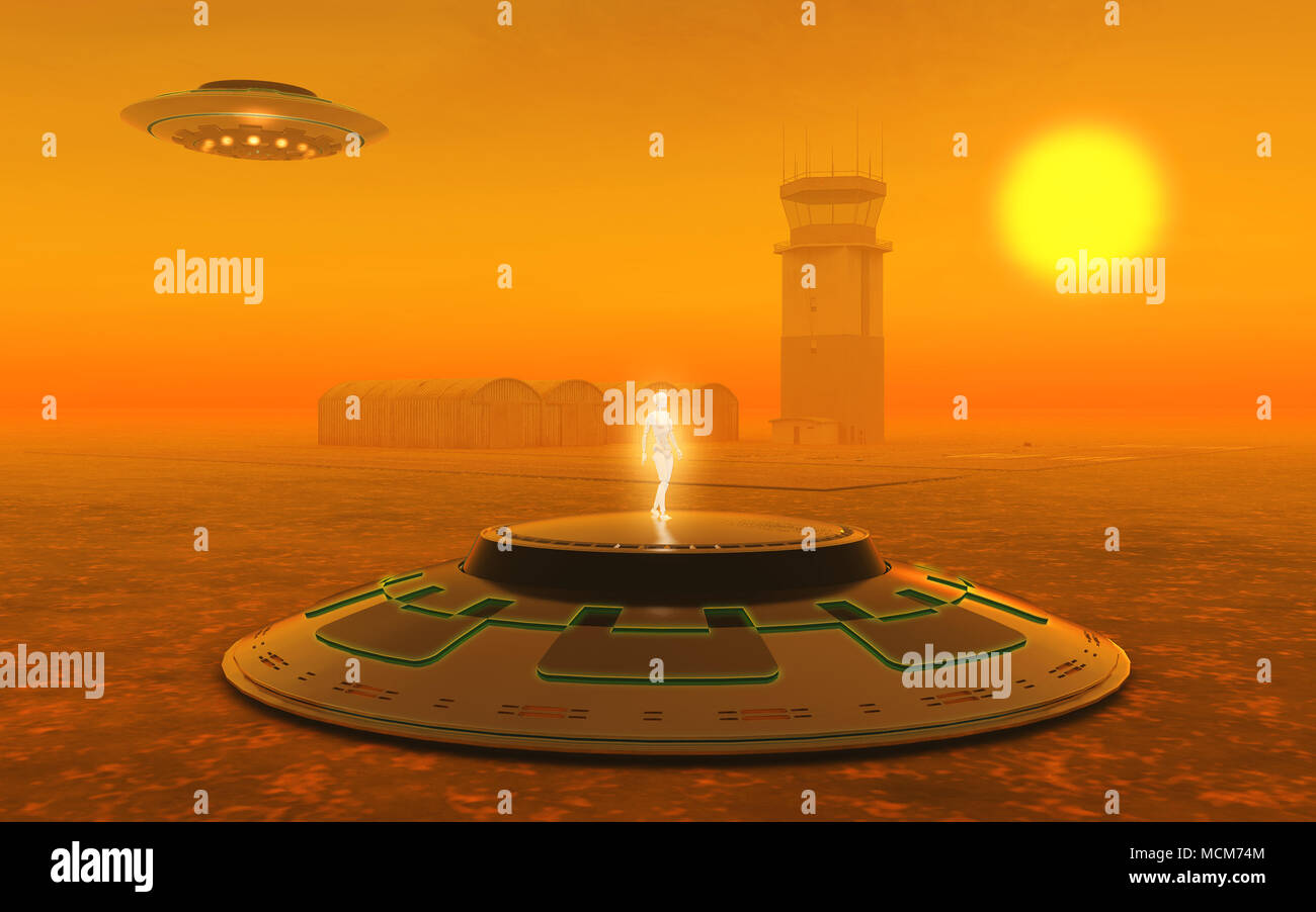 UFOs At Area 51 Stock Photo