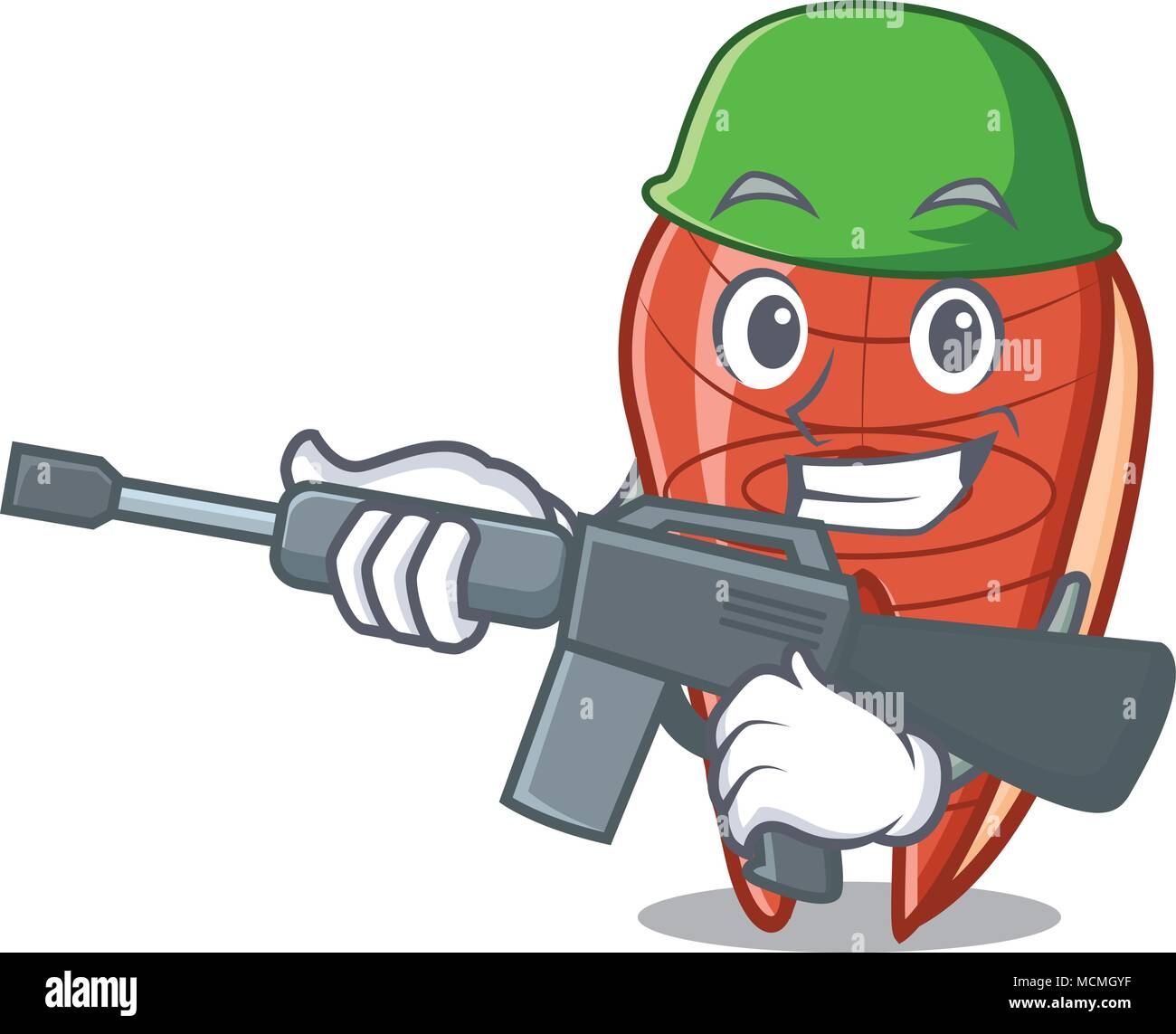 Army fish slice character cartoon vector illustration Stock Vector