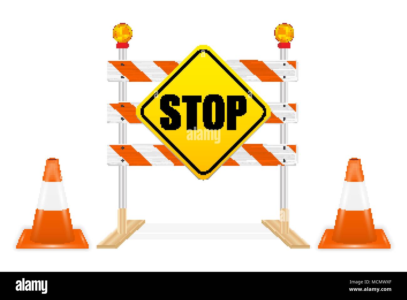 stop sign on road block tools vector Stock Vector Image & Art Alamy