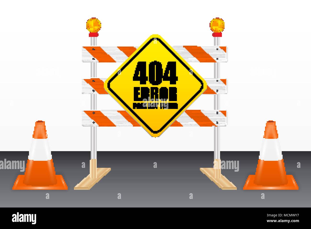 404 error page not found on road block tools Stock Vector