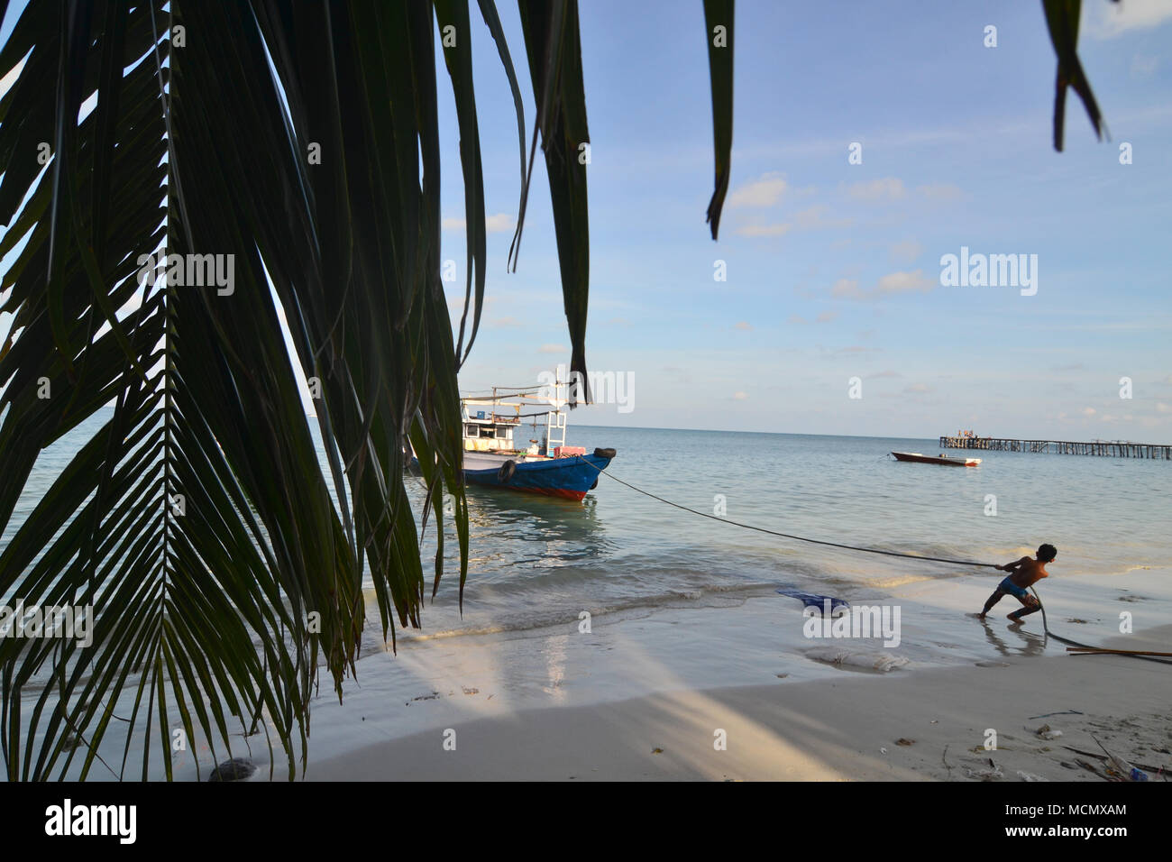 The charm of the beach and the clear sea in South Borneo, Indonesia Stock Photo