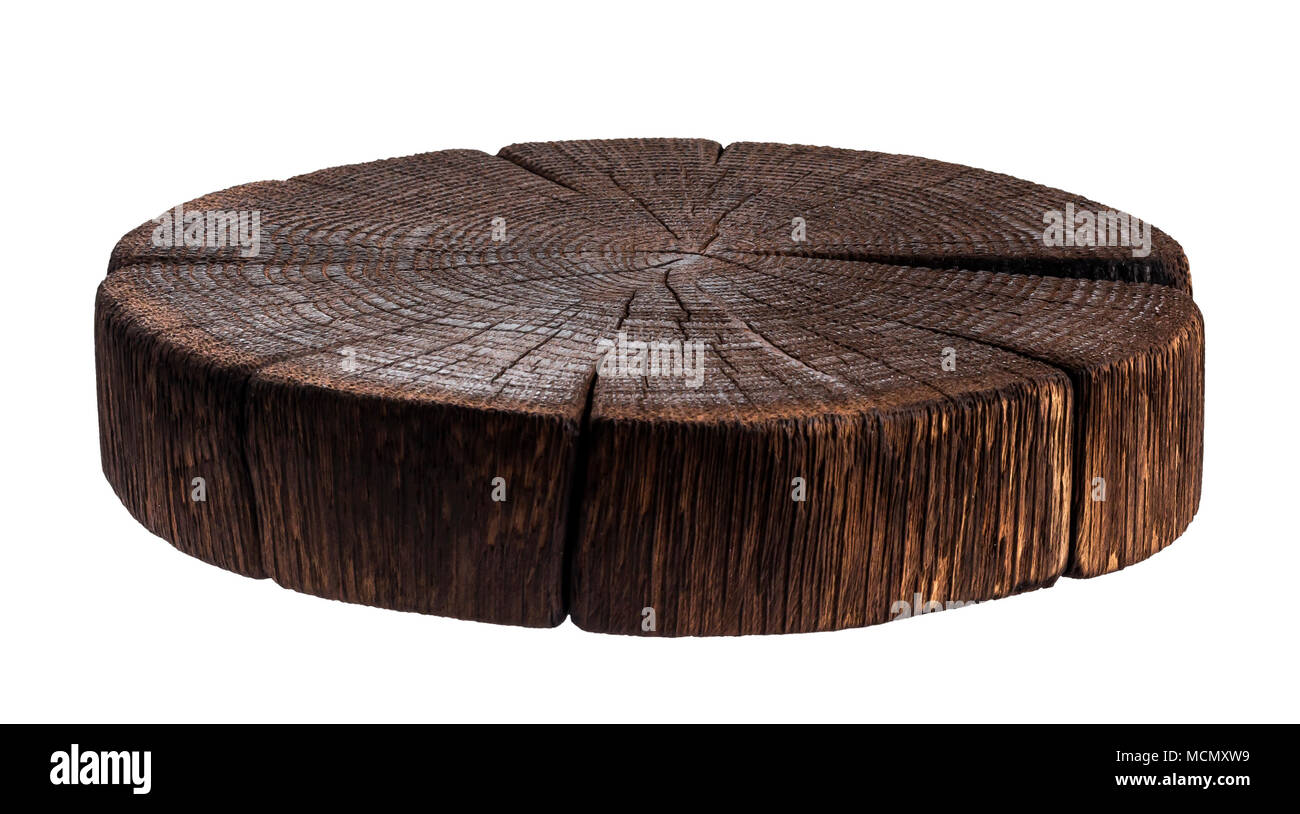 Wooden stump. Dark wooden cutting board Stock Photo