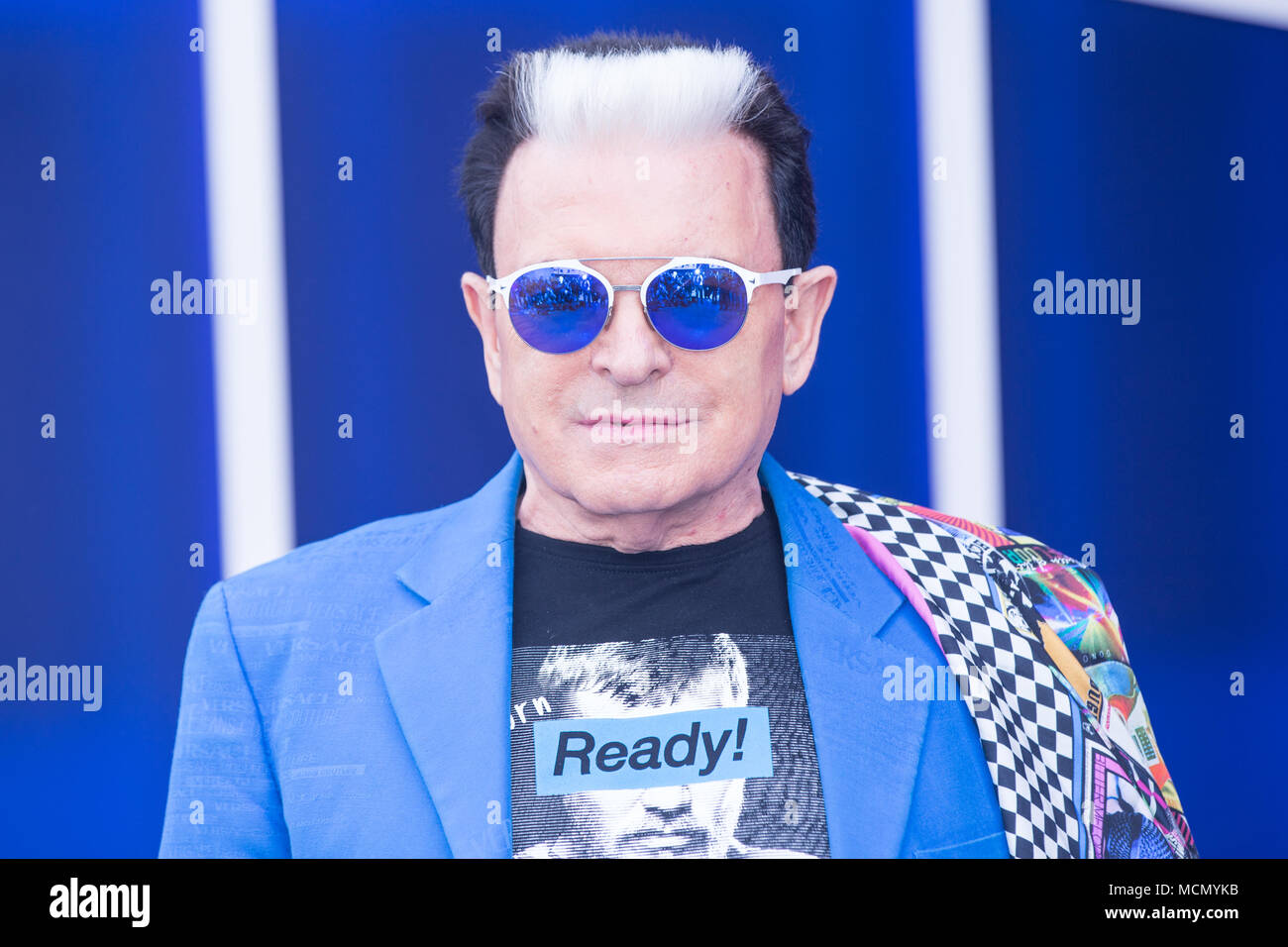 Roma, Italy. 16th Apr, 2018. Italian singer-songwriter Cristiano Malgioglio  Photocall for the press presentation of the new edition of the Grade  Fratello in front of the Casa Grande Fratello in the Cinecittà