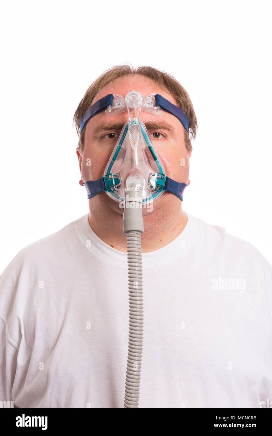 Man Wearing Sleep Apnea Mask Stock Photo Alamy