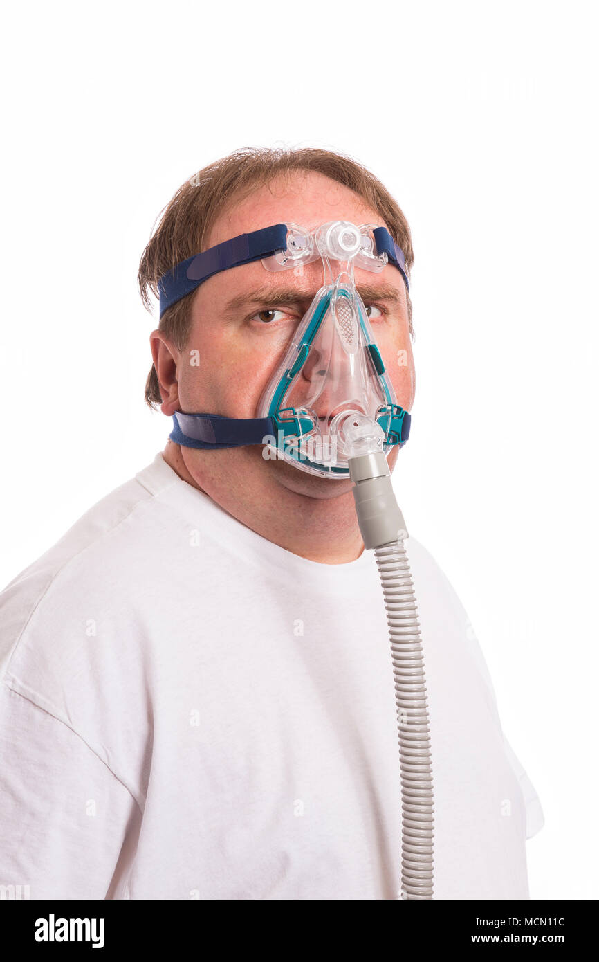 Man Wearing Sleep Apnea Mask Stock Photo Alamy