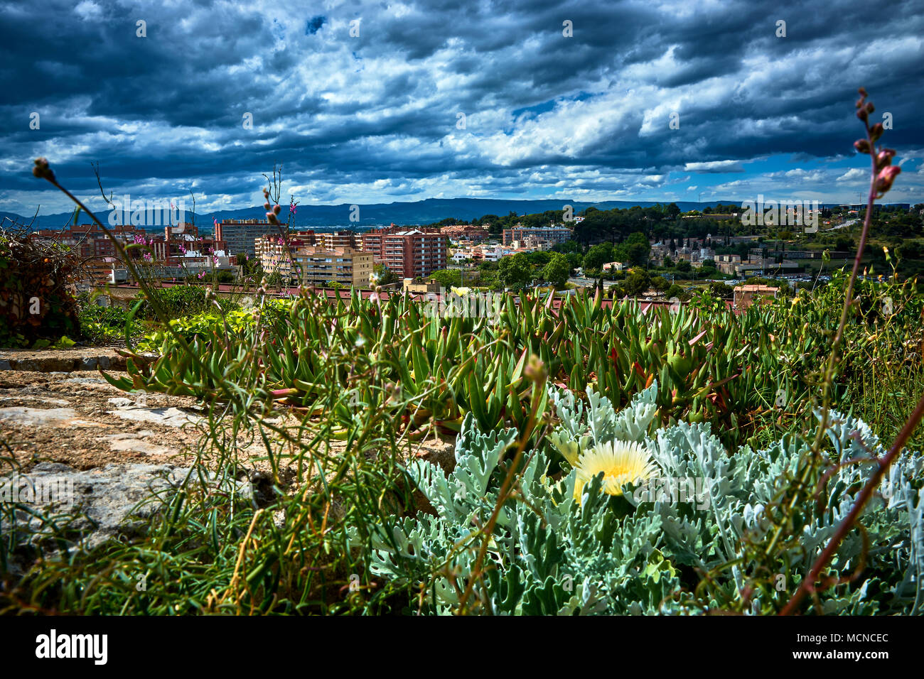 Tarragona, in Spain, from the top of the ancient roman walls that