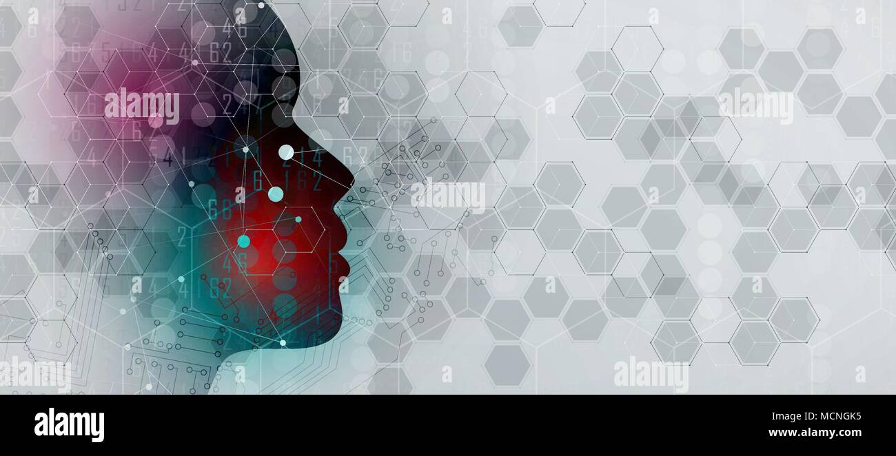 Abstract Artificial intelligence. Technology web background. Virtual ...