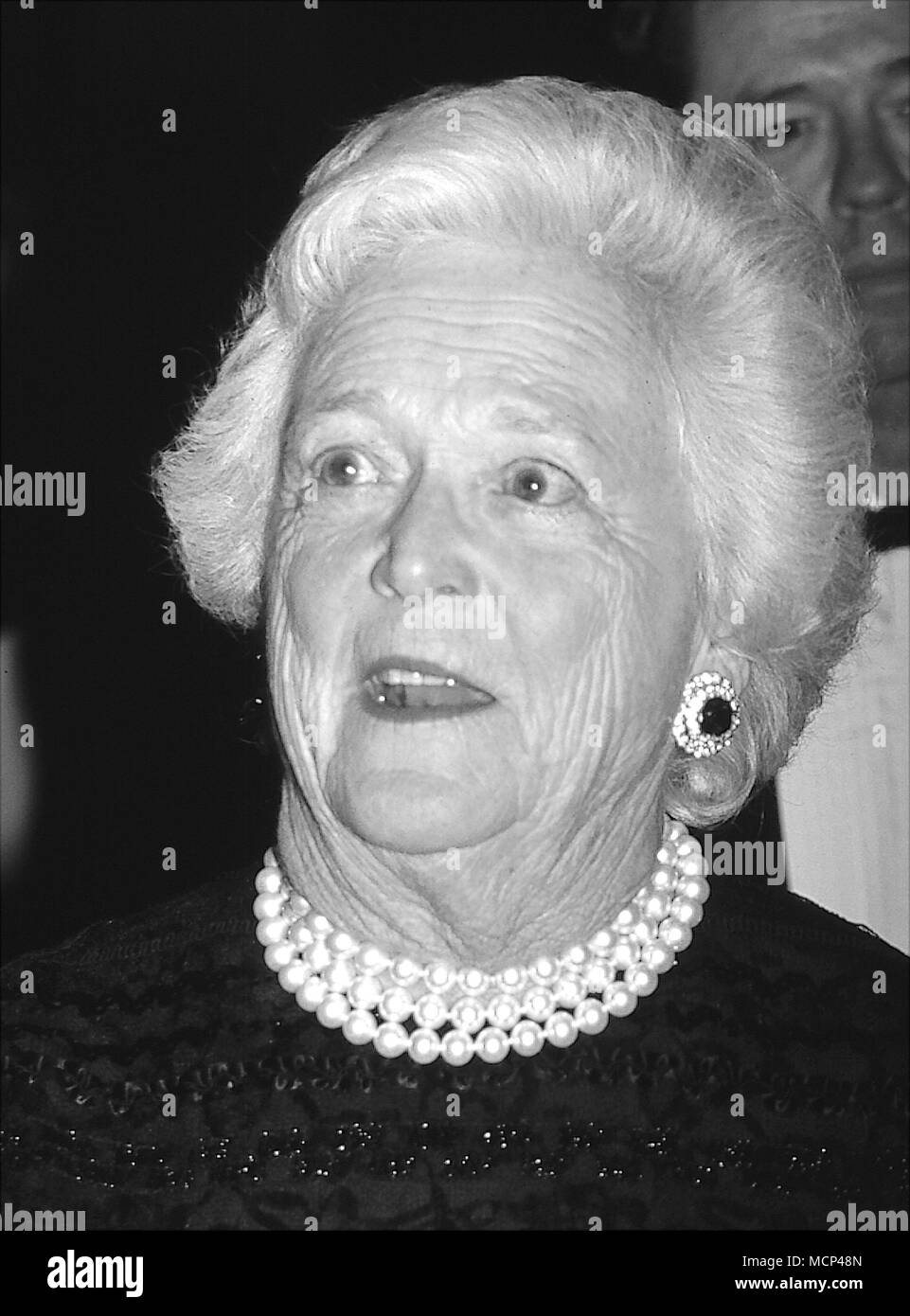 ***FILE PHOO*** BARBARA BUSH HAS PASSED AWAY (1925-2018) Barbara Bush attends the Literacy Gala Evening of Readings at the Vivian Beaumont Theatre in New York City, 5/8/1995 Credit: Walter McBride/MediaPunch Stock Photo