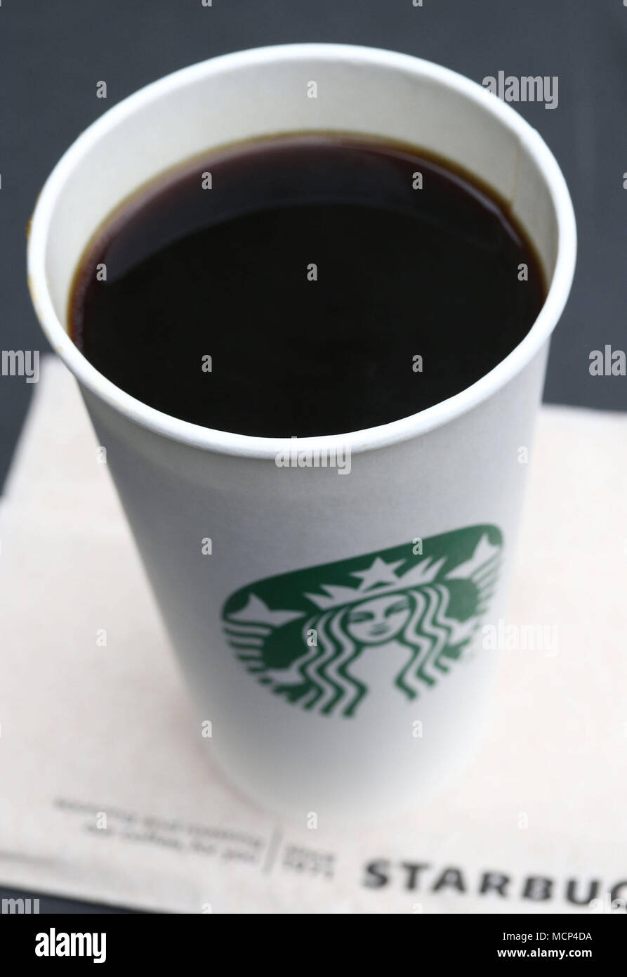 New York City New York Usa 17th Apr 2018 A View Of A Starbucks Black Coffee After It Was Announced That Starbucks Will Close 8000 Stores For An Afternoon On May 29