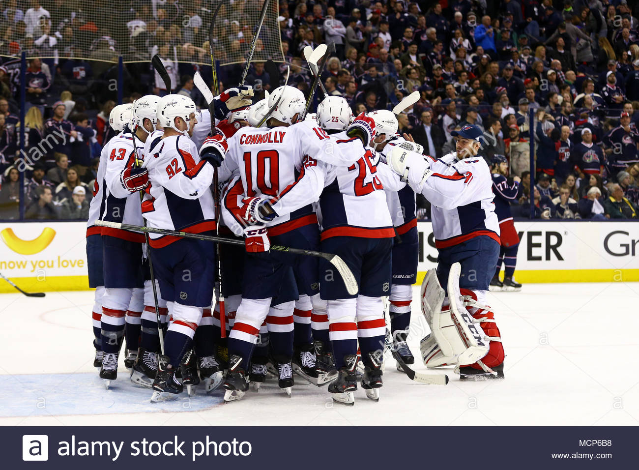 Columbus, Ohio, USA. 17th Apr, 2018. The Washington Capitals celebrate