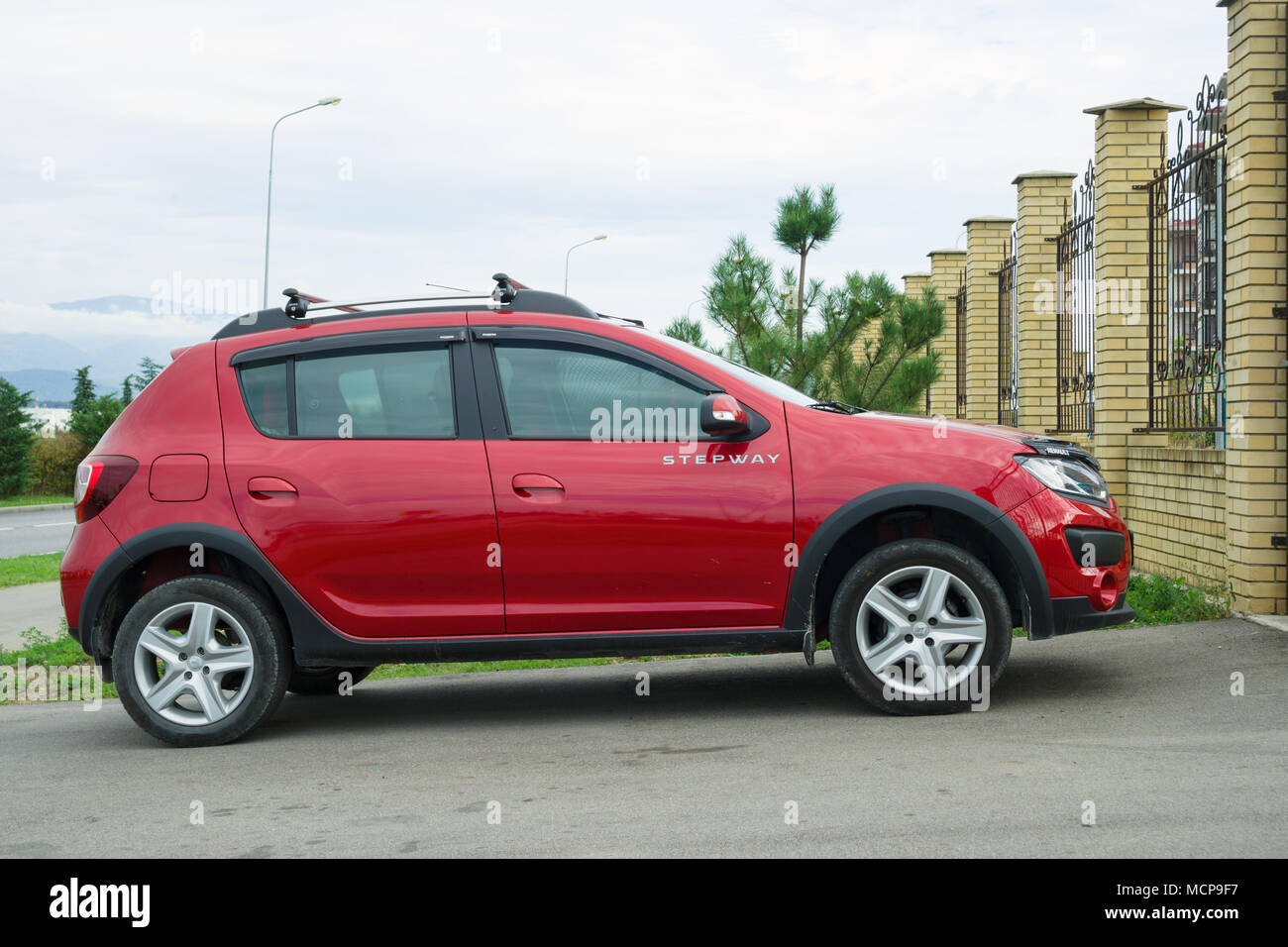Sochi, Russia - October 11, 2016: New Renault Sandero Stepway parked on the country road. Stock Photo