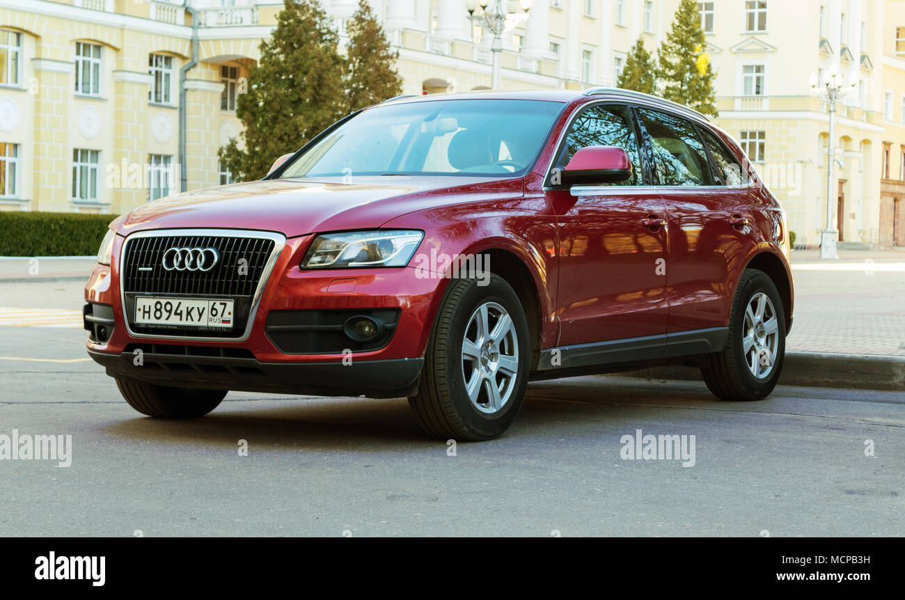Smolensk, Russia - May 14, 2017: New luxury Audi Q5 parked on the street of Smolensk City. Stock Photo