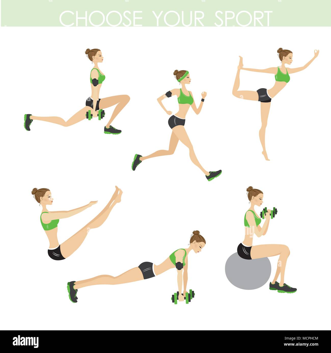 Chest workout set on white background. Exercises for women. Hard training  Stock Vector Image & Art - Alamy