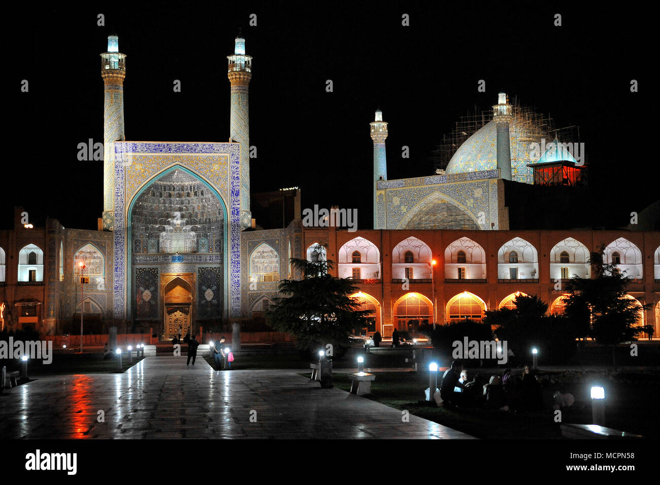Naqsh-e Jahan square also known as Imam Square at night, Esfahan, Iran - The Shah Mosque - © Antonio Ciufo Stock Photo