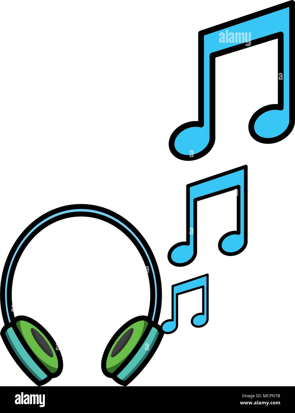 headphones with music notes Stock Vector Image & Art - Alamy