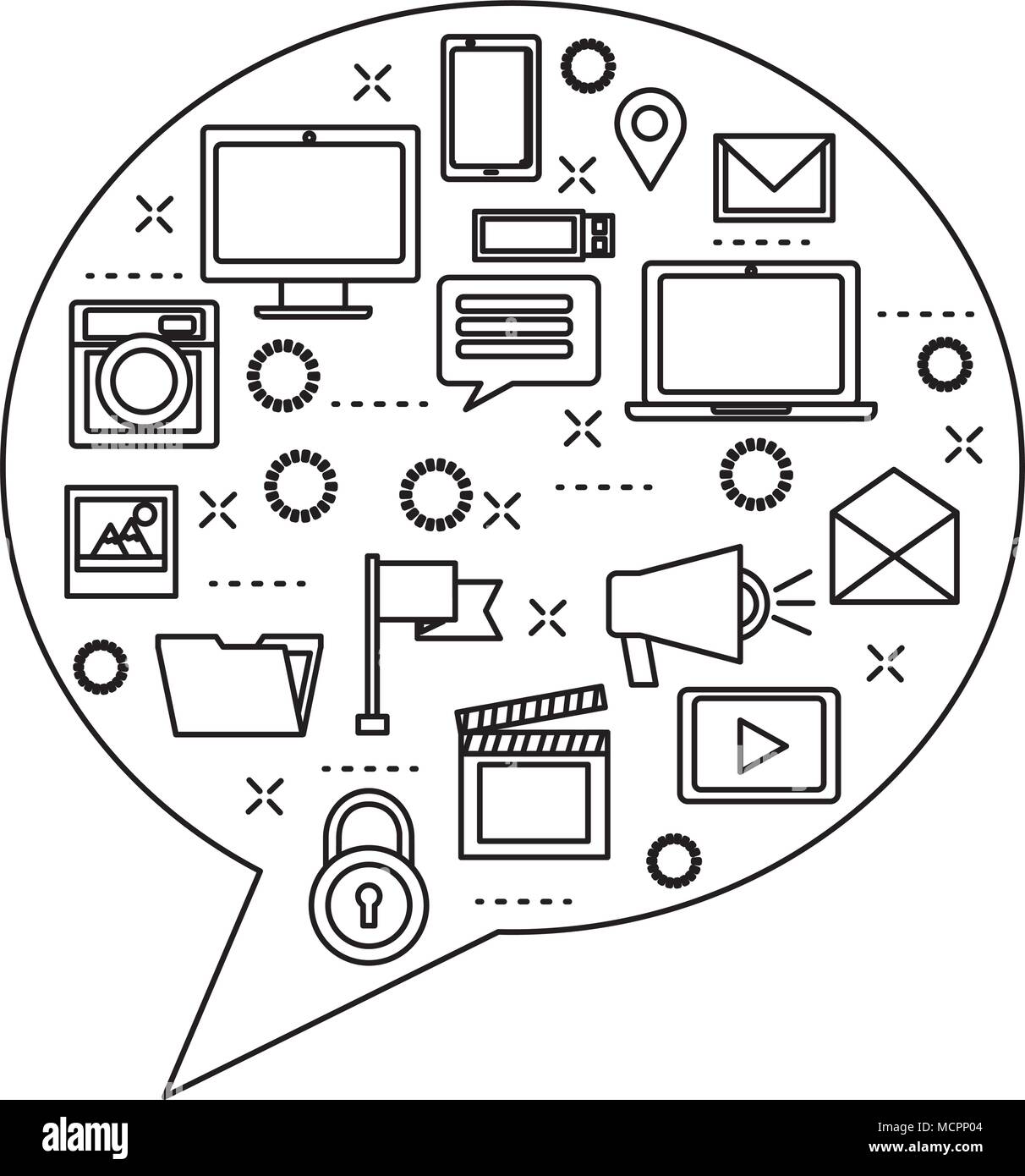 speech bubble with social media network icons Stock Vector Image & Art ...
