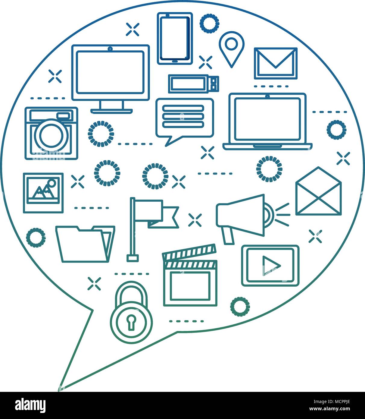 speech bubble with social media network icons Stock Vector Image & Art ...